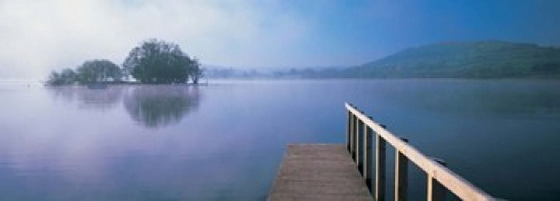 Lake with mountains in the background Llangorse Lake Brecon Beacons Brecon Beacons National Park Wales Canvas Art - Panoramic Images (18 x 7)