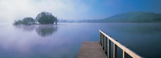 Lake with mountains in the background Llangorse Lake Brecon Beacons Brecon Beacons National Park Wales Canvas Art - Panoramic Images (36 x 13)