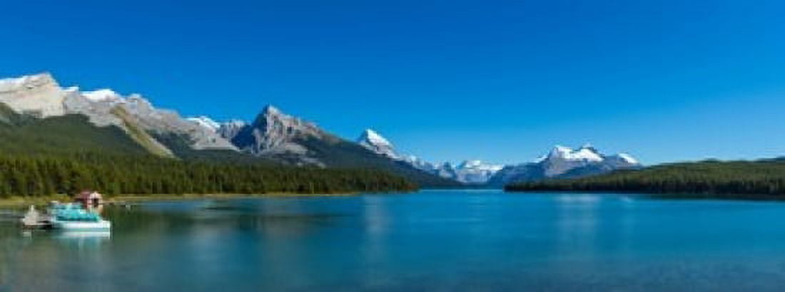 Lake with mountains in the background Maligne Lake Jasper National Park Alberta Canada Canvas Art - Panoramic Images (15 x 6)