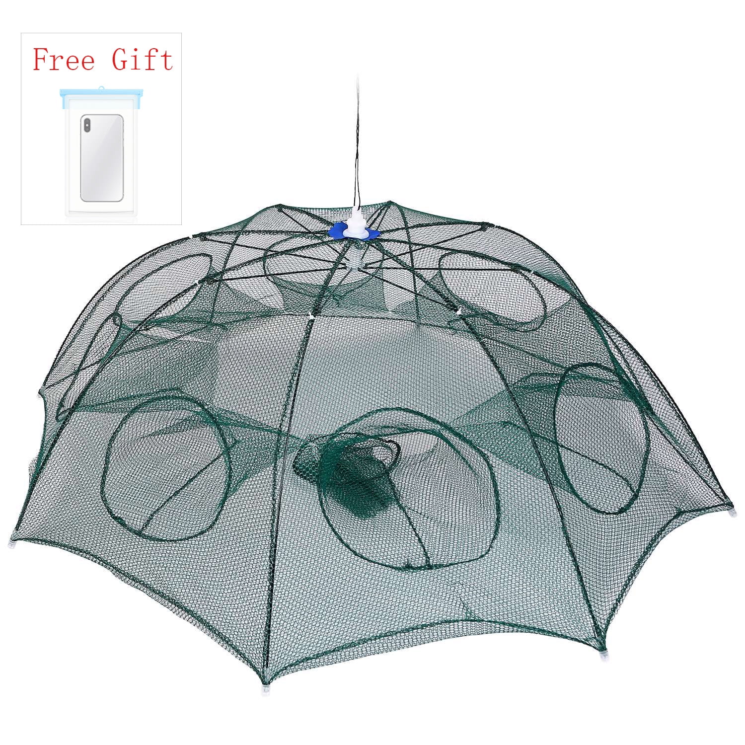 Foldable Fishing Bait Trap Double Layer Net, Portable Cast Net Dip Cage  with Extender Rod for Fish Minnow Crab Crawfish Crayfish Crawdad Shrimp