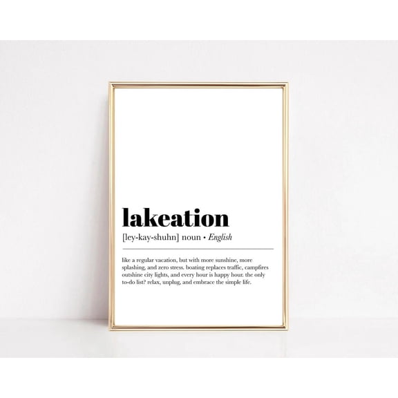 Lakeation Definition Minimalist Lake House Decor, Stretched Canvas 16x20in