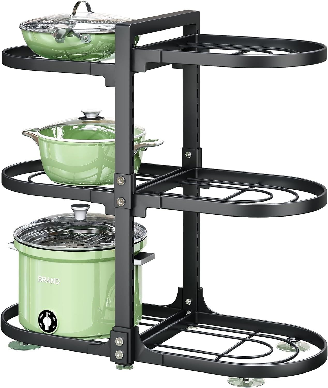 Lakecy 6 Tier Pots and Pans Lid Organizer Rack Holder, Adjustable Pot Organizer Rack for Under