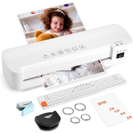 Lakecy Laminator 6 in 1 13 inch A4 Thermal Laminating Machine, Give 15 Pcs Pouches and Paper Trimmer