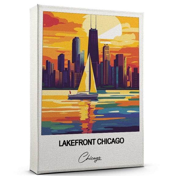 Lakefront Chicago Travel Art Canvas – Modern Wall Art Inspired by Chicago Canvas – Great Gift for Travel Lovers – Ready to Hang