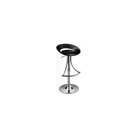 Lakefront Luxury 19-29" Adjustable Swivel Stool Round Chrome Base Black Polypropylene Seat Acrylic Frame 17.5" x 17.5" x 33.5"