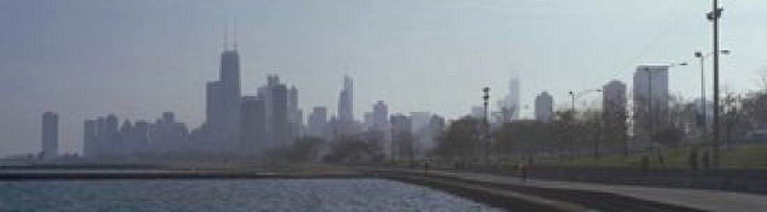 Lakefront skyline at misty morning Chicago Cook County Illinois USA Canvas Art - Panoramic Images (20 x 6)