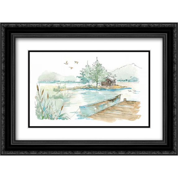 Lakehouse II on White 2x Matted 24x18 Black Ornate Framed Art Print by Tavoletti, Anne