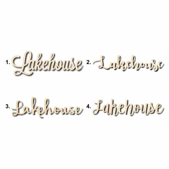 Lakehouse Sign Unfinished Wood Cutout Home Decor DIY Option 1- 42" Wide / 1/2"