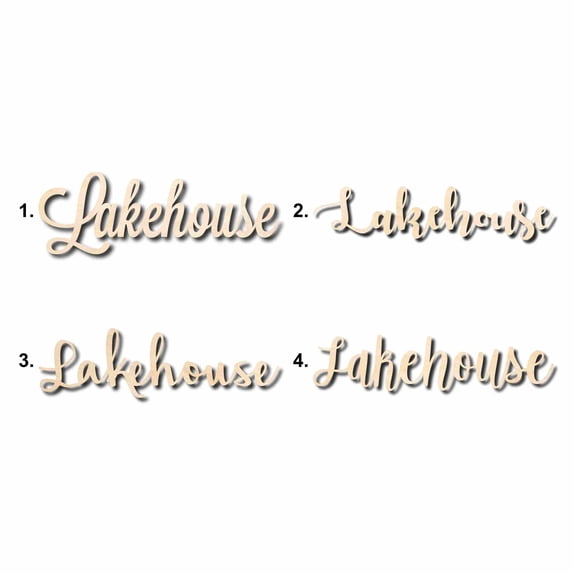 Lakehouse Sign Unfinished Wood Cutout Home Decor DIY Option 4- 24" Wide / 1/2"