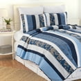 thumbnail image 1 of Lakeland Blue Floral Striped Full/Queen 3-Piece Lightweight Quilt Set, 1 of 5