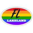 thumbnail image 1 of Lakeland FL Florida Polk County Rainbow Pride Flag 6 Stripes Pride Flag Euro Decal Bumper Sticker 3M Vinyl 3" x 5", 1 of 3
