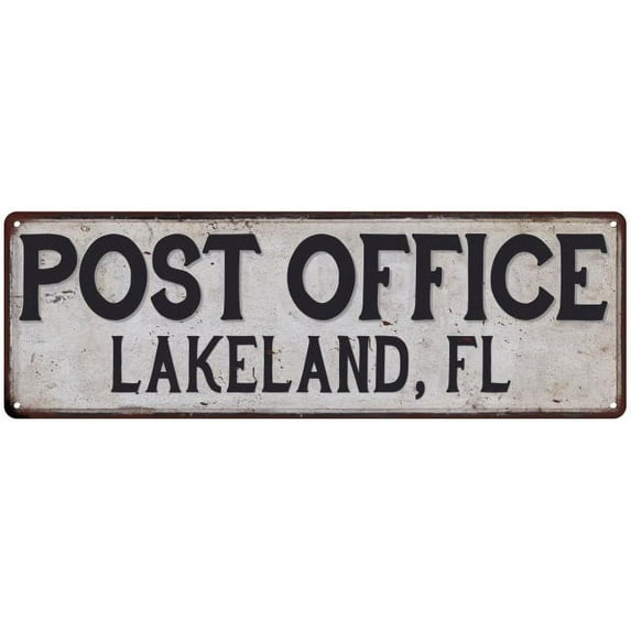 Lakeland, Fl Post Office Metal Sign Vintage 6x18 106180011276