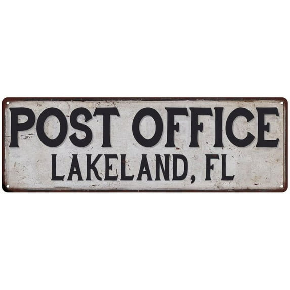 Lakeland, Fl Post Office Metal Sign Vintage 8x24 108240011276