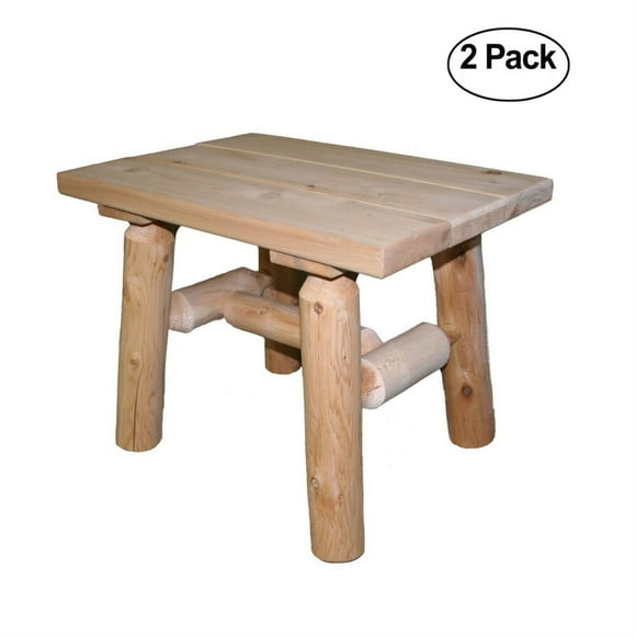 Lakeland Mills Cedar Log Patio End Table (set of 2)