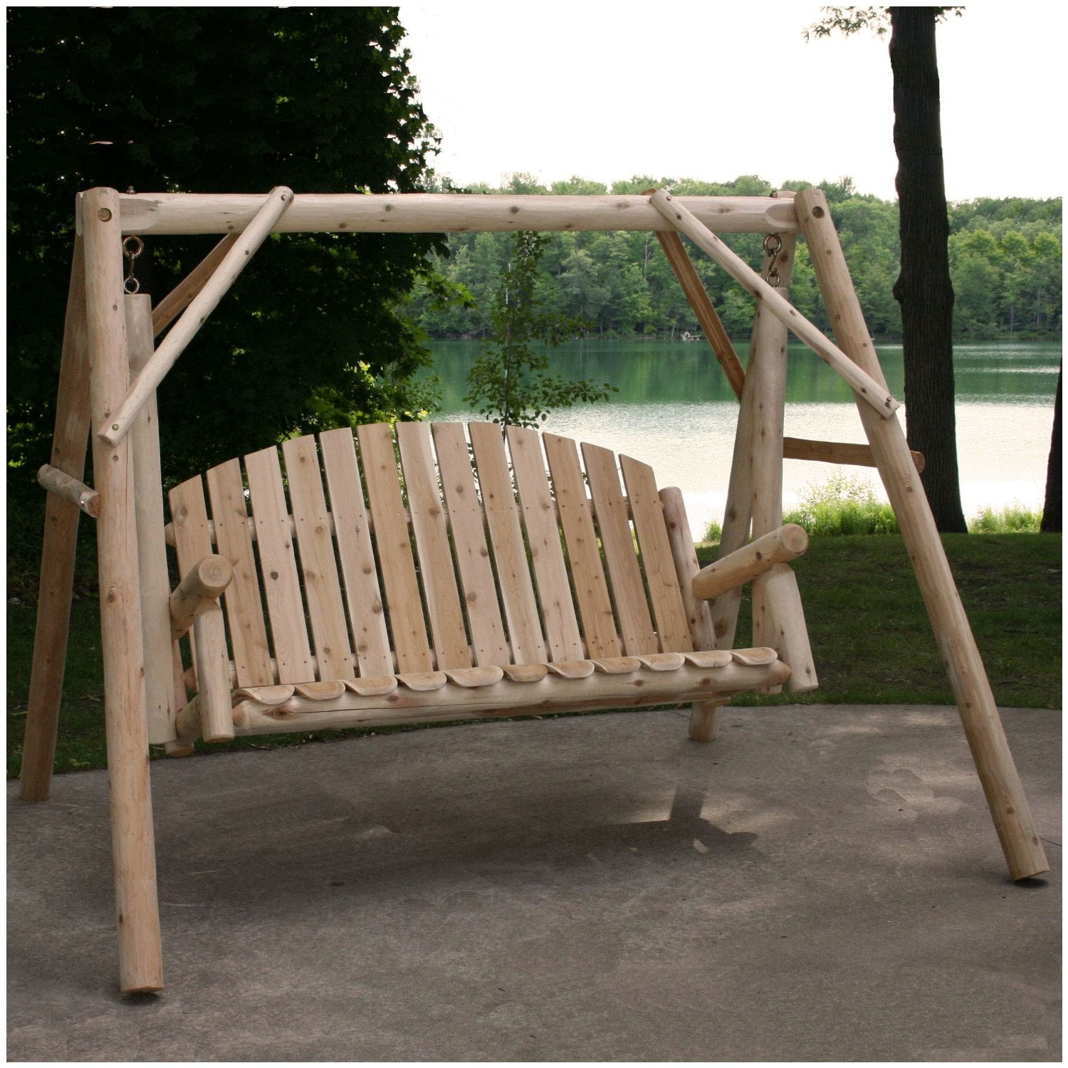 5-Foot Natural Cedar Wood Hanging Porch Swing