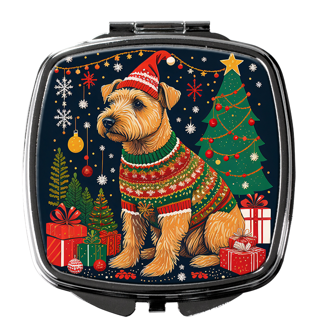 Lakeland Terrier Christmas Compact Mirror 2.75 in x 3 in
