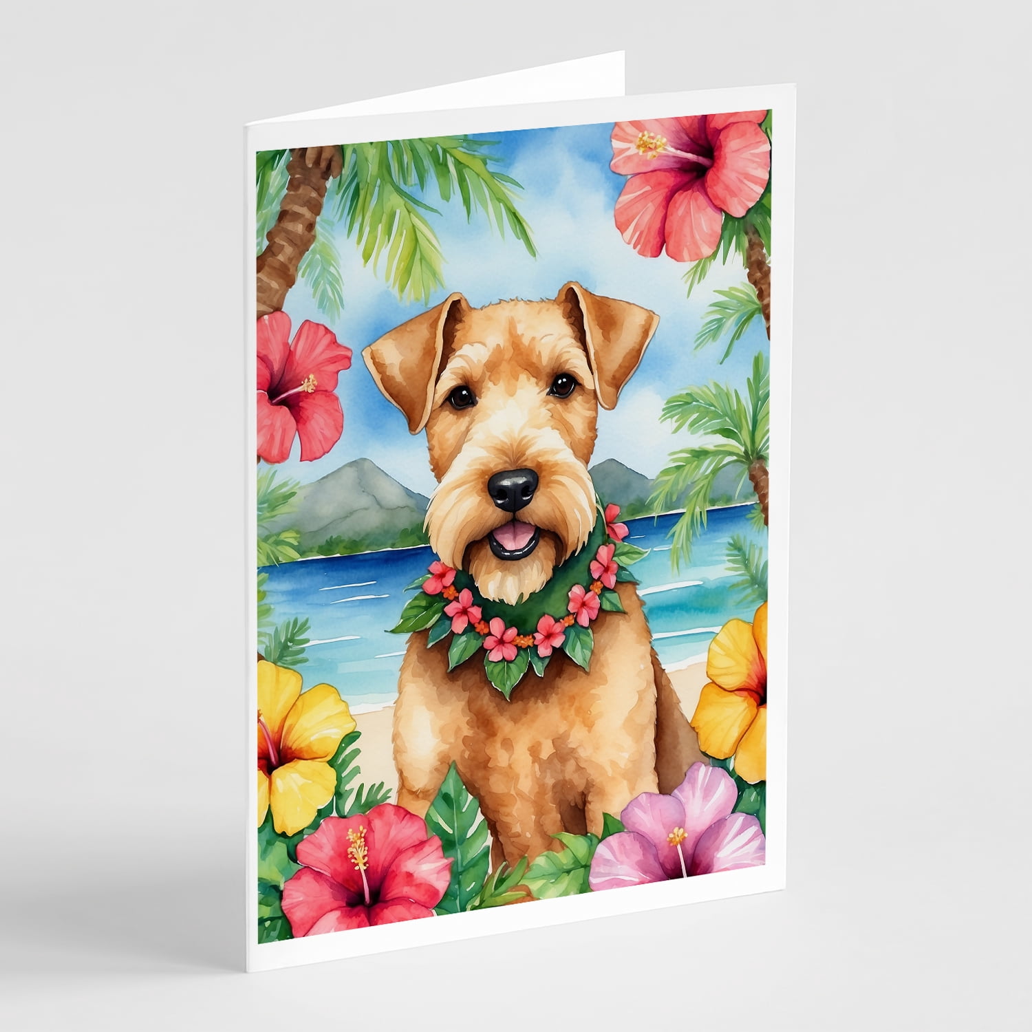 Lakeland Terrier Luau Greeting Cards Pack of 8 7 in x 5 in