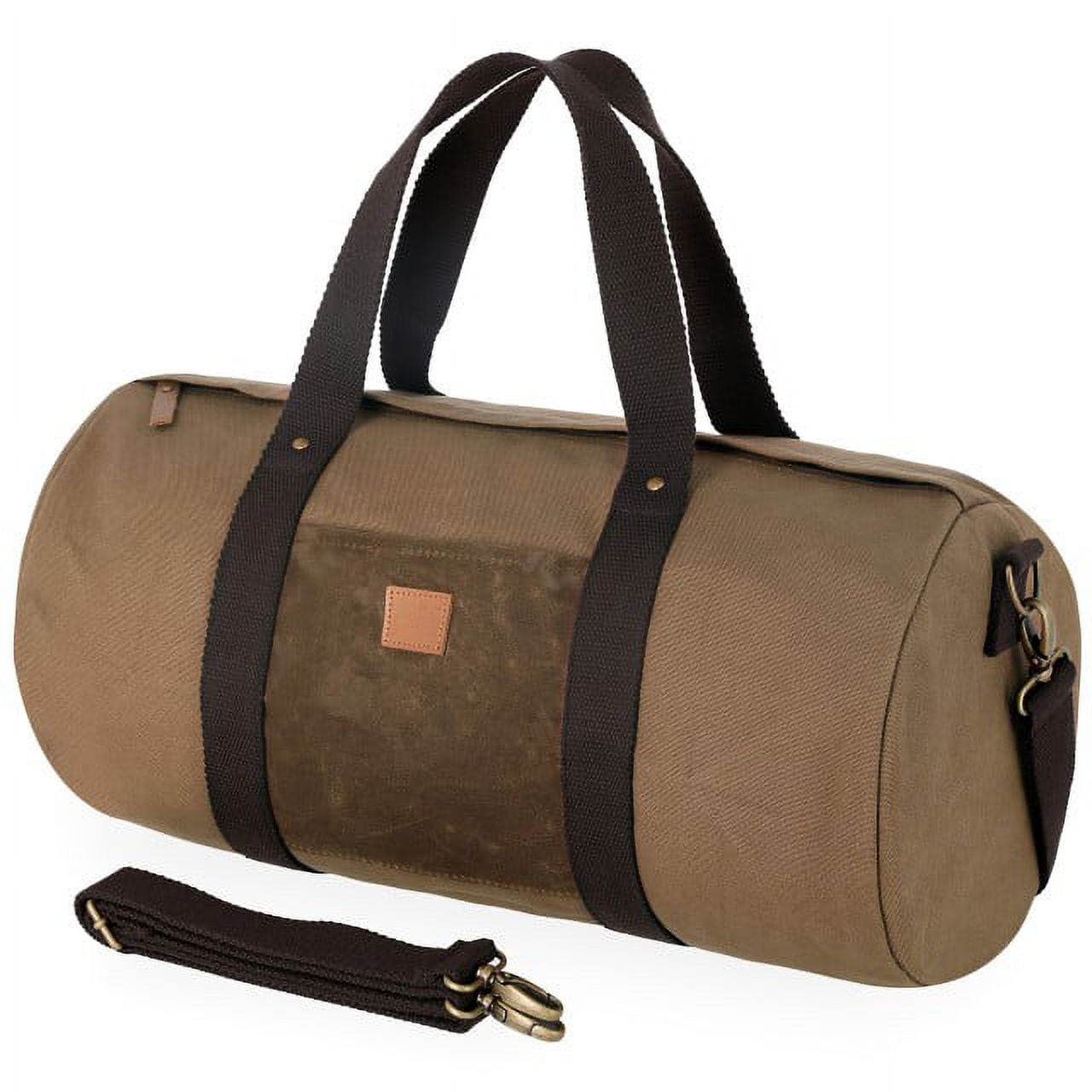 Lakelynn Harbor Duffel Bag Vintage Military-Style Canvas Barrel Sports Gym  Overnight Travel Weekender Duffle Bag with Wax Canvas Pocket