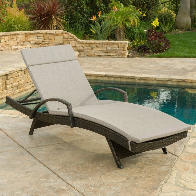 Lakeport Outdoor Adjustable Armed Chaise Lounge Chair with Cushion
