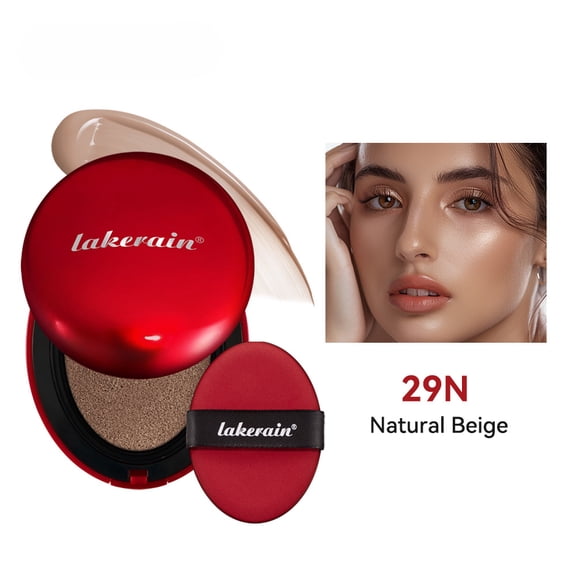 Lakerain Red Compact Cushion Foundation - Lightweight, Natural Coverage with Flawless Concealment|     Cool and Warm Tones - 0.63 oz"