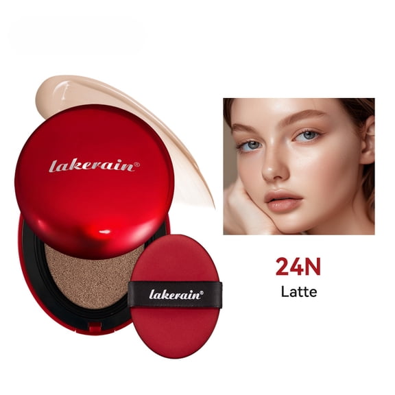 Lakerain Red Compact Cushion Foundation - Lightweight, Natural Coverage with Flawless Concealment| Cool and Warm Tones - 0.63 oz"