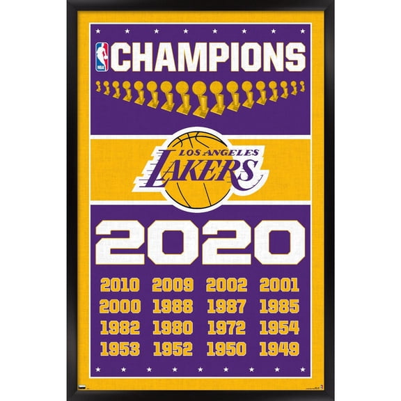 Lakers 17-Time NBA Finals Champions Trophy 24'' x 35'' Champs Framed Poster