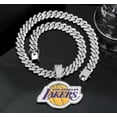 thumbnail image 1 of Lakers Gem Chain Necklace | 24” Silver Finish Pendant | Los Angeles Fan Game Day Jewelry, 1 of 2