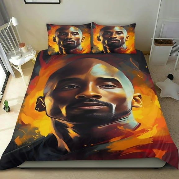 Lakers Kobe Themed Bed Sheet Set Three Piece Set 53x79 Inches Comfortable And Skin Friendly Unique Design Creating A Star Studded Night