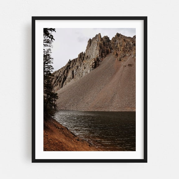 Lakes Agnes Peaks - Colorado Photography Mountain Lake Nature Landscape Scenic Wilderness Water Black Framed Wall Art Print 5 x 7 inches