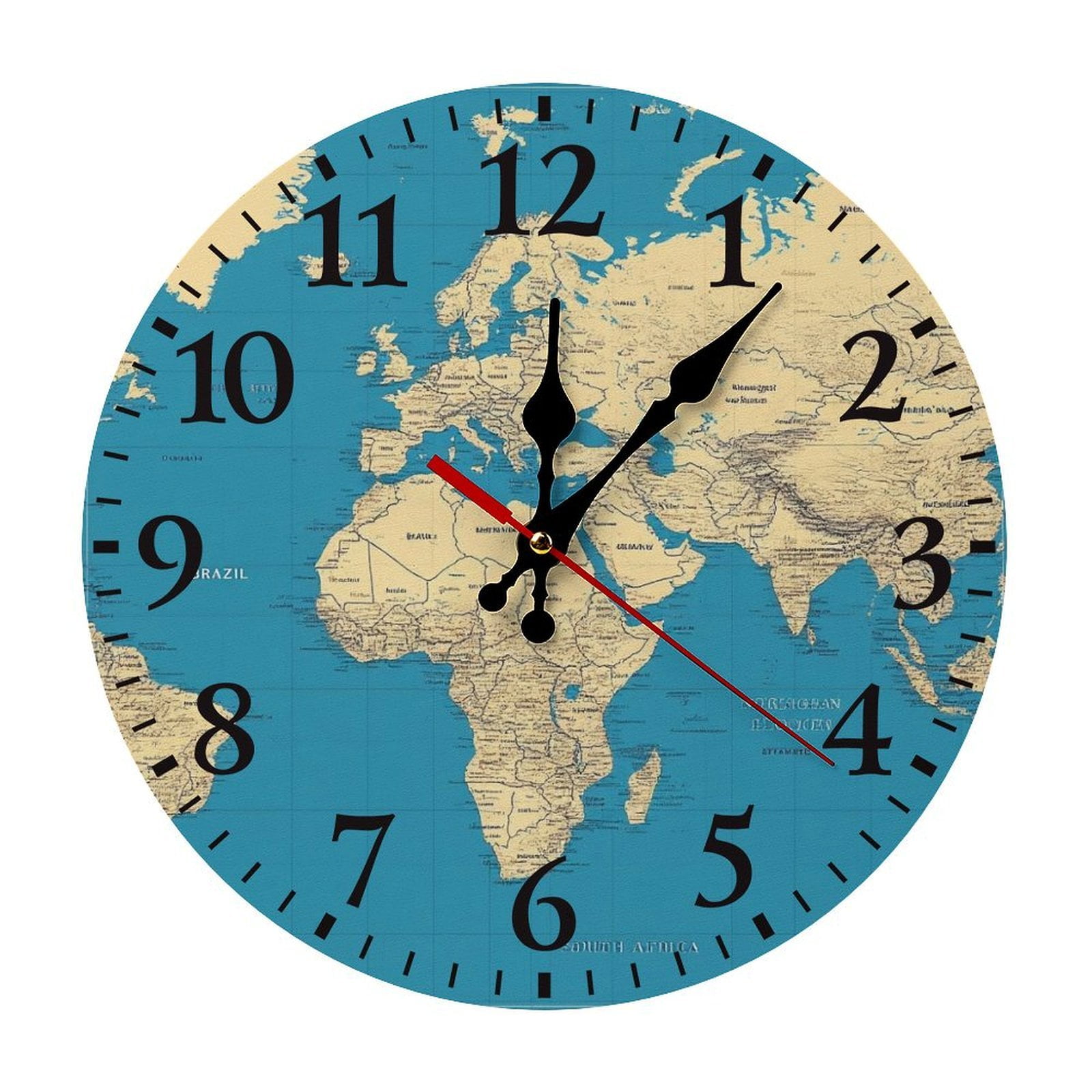 Lakes And Rivers World Map Wall Clock Modern Design Clocks Wall Hanging ...
