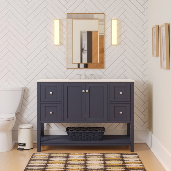 Lakeshore 48" Bathroom Vanity with Marine Gray Cabinet and Engineered White Top