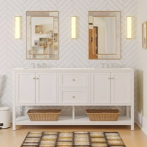 Lakeshore 72" Double Bathroom Vanity with White Cabinet and Engineered White Top