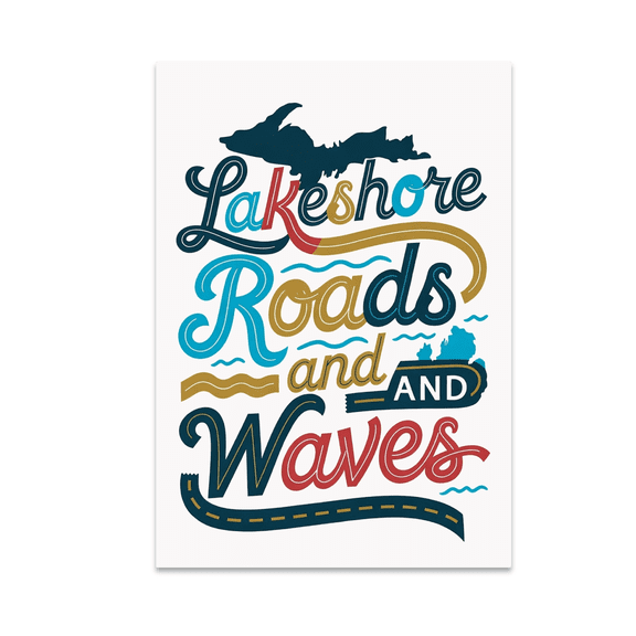 Lakeshore Roads and Waves Wall Art - Lakeshore Enthusiast - 13x19 Poster Print