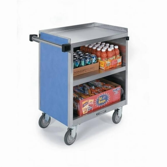 Lakeside 822 Enclosed Bussing Cart- stainless steel with vinyl finish- 3-shelves