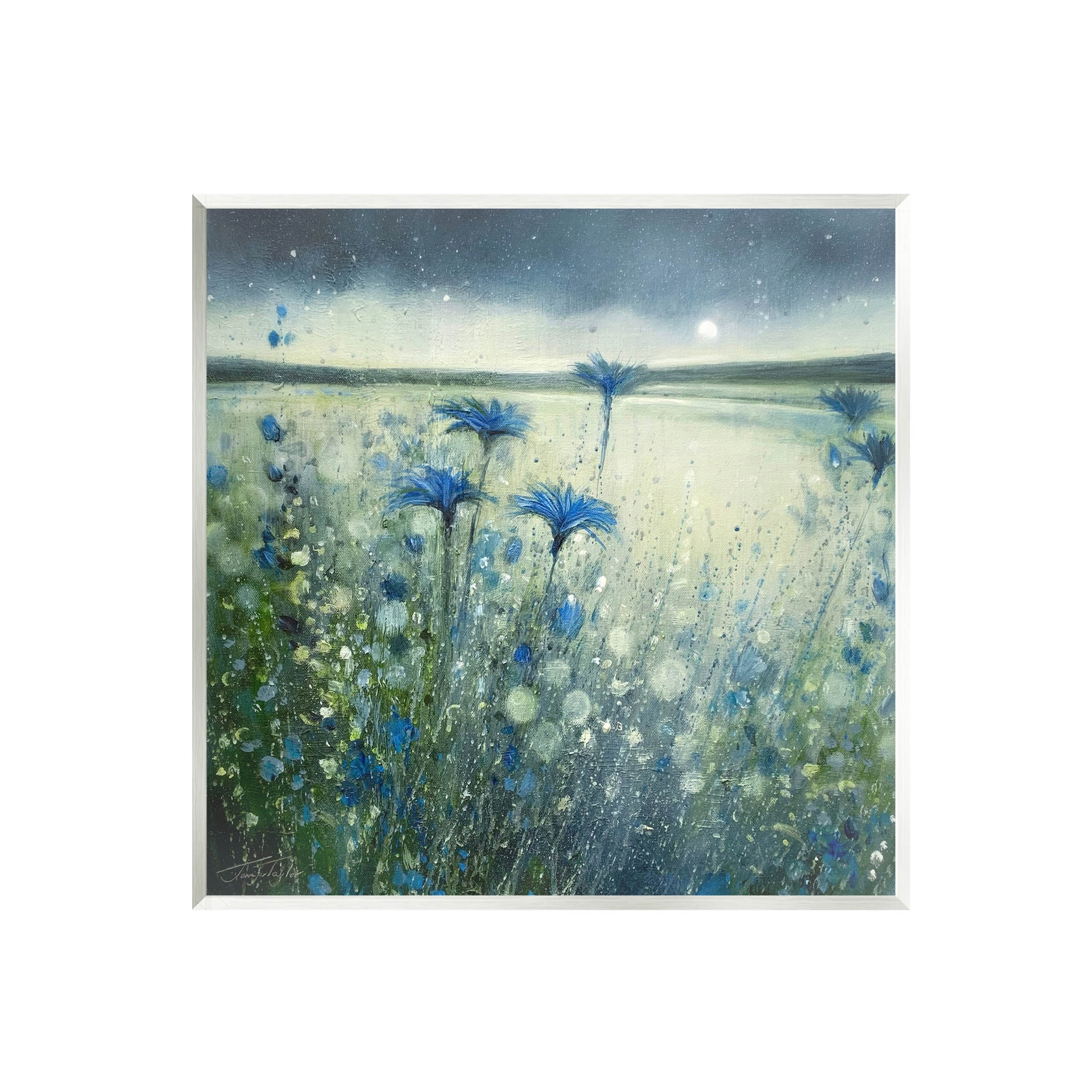 Lakeside Botanicals Moonlit Night Sky Landscape Painting Unframed Art Print Wall Art