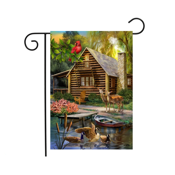 Lakeside Cabin Flag 12x18 POLE NOT INCLUDED Garden Flag
