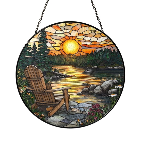 Lakeside Dock Window Art – Nature Inspired Hanging
