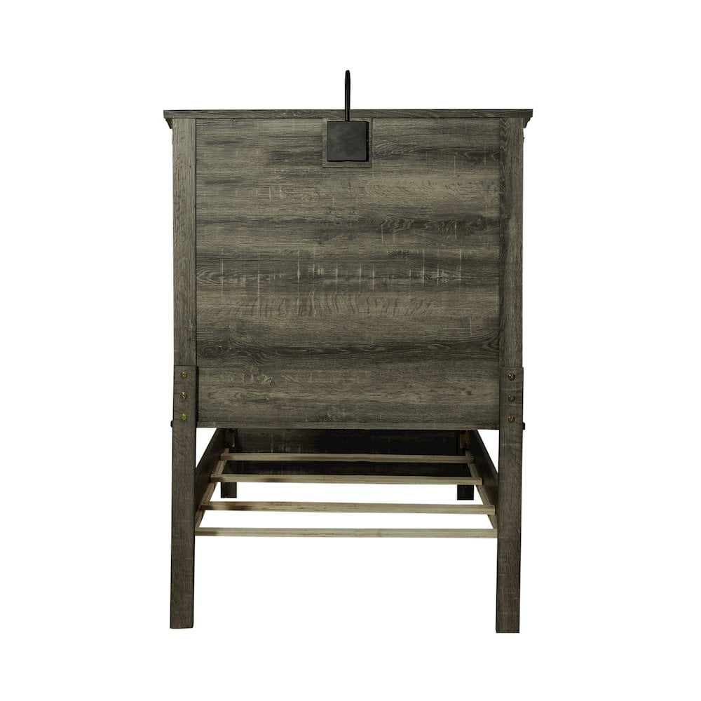 Twin Brown Panel Bed with Lighted Wood Headboard