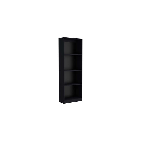 Lakeside Living Bookcase Black 11.7" x 2.76" x 71.1" Modern Display Unit with 4 Shelves and Double Doors for Elegant Home Storage and Decor