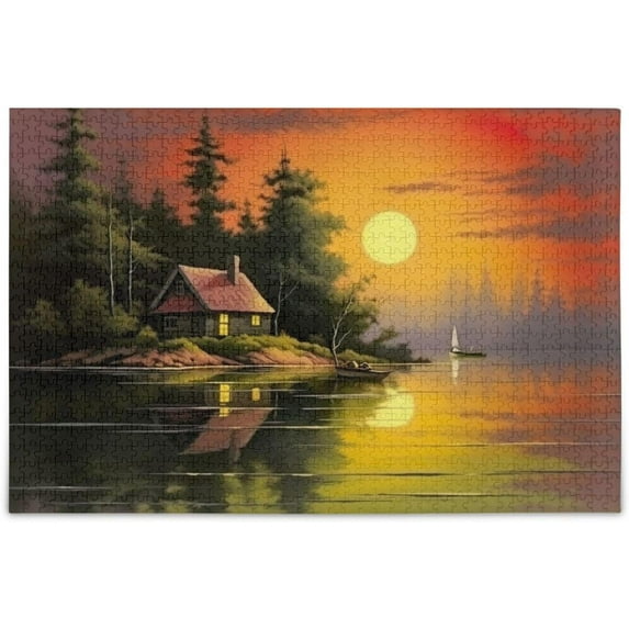 Lakeside Lodge Jigsaw Puzzles 1000 PiecesPuzzles for Adults Family Game Intellective Toys Wall Art Work for Educational Gift Home Decor