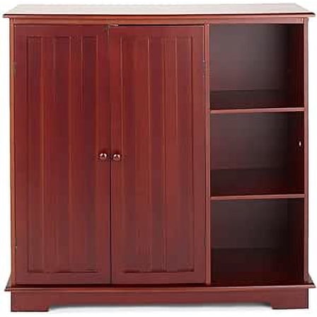 Lakeside Medium Density Fiberboard Beadboard Storage Unit with 3 Shelves, Walnut
