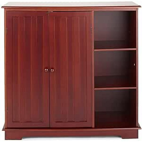 Lakeside Medium Density Fiberboard Beadboard Storage Unit with 3 Shelves, Walnut