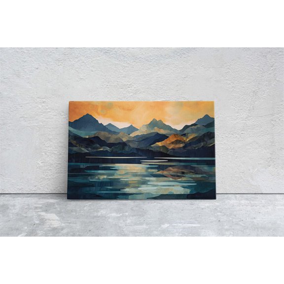 Lakeside Mountains Lake View Mountains Subtle Portrait Decor Unframed Paper Print