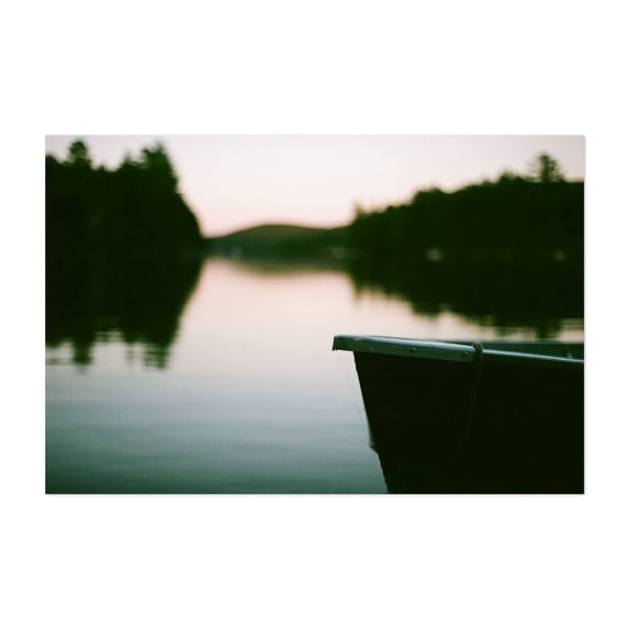 Lakeside Reflections - Canada Photography Boat Sunset Water Nature Scenic Landscape Minimalist Unframed Wall Art Print 40 x 60 inches