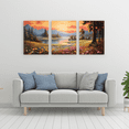thumbnail image 1 of Lakeside Sunset - 3 Piece Canvas Wall Art Set, 1 of 3