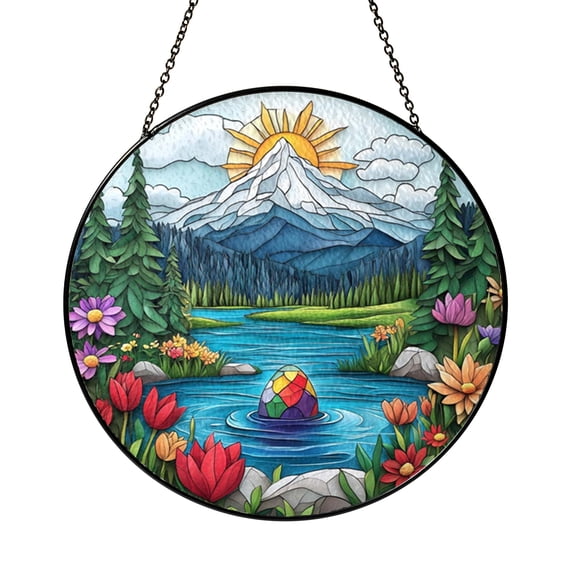 Lakeside View Window Art – Faux Stained Glass