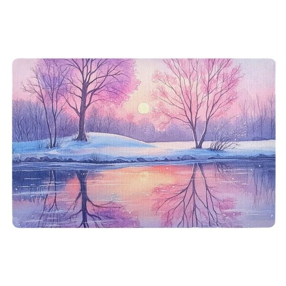 Lakeside in Winter Floor Door Mat Outdoor Indoor for Home Entrance Welcome Mats 32"x20"