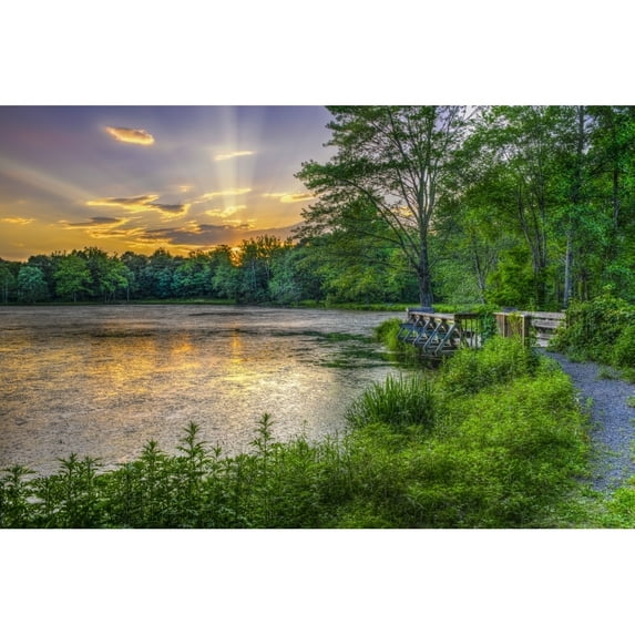 Lakeside sunset; Bushkill Pennsylvania United States of America Poster Print