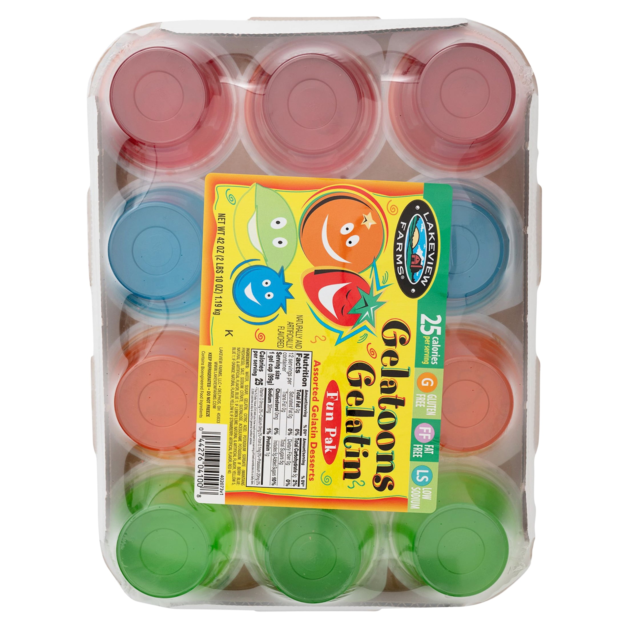 Lakeview Farms, Gelatoons Gelatin, Assorted Gelatin Desserts, 42, oz