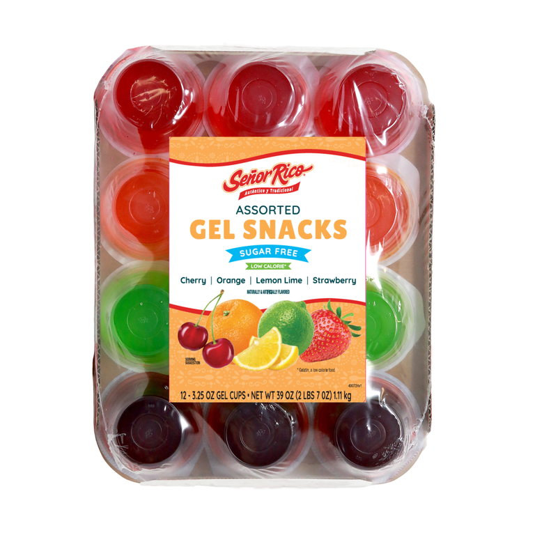 Senor Rico Sugar Free Gelatins, 12 Count Assorted Flavor Cups